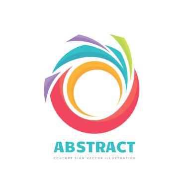Soyut - vektör iş logosu çizimi. Şekilleri olan renkli bir yüzük. İyimserlikte pozitif geometrik işaret. Tasarım ögesi. 