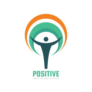 İnsan pozitif iş logosu tasarımı. Kişiler vektör simgesi.
