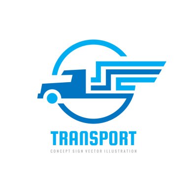 Taşıma lojistik logo tasarımı. Araba kamyonu tabelası. Teslimat kargo sembolü. 