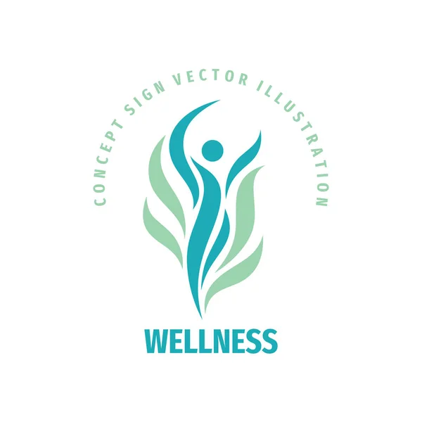 Wellness Frau Vektor Logo Design Abstraktes Stilisiertes Menschliches Charakterzeichen Gesundheitskonzept — Stockvektor