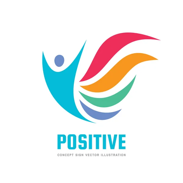 Geliştirme Pozitif Kavram Logosu Şablon Vektör Illüstrasyon Renkli Yaprakları Ile — Stok Vektör
