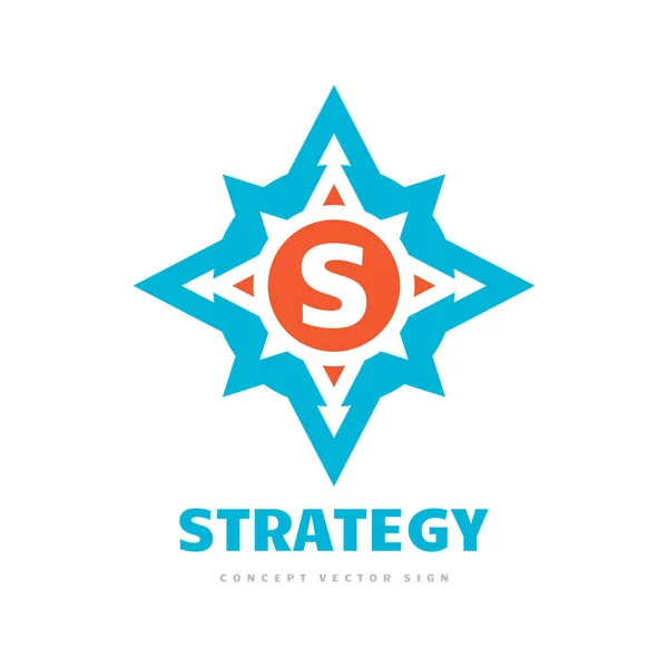 Estrategia Letra Concepto Negocio Logotipo Plantilla Vector Ilustración Brújula Signo — Vector de stock