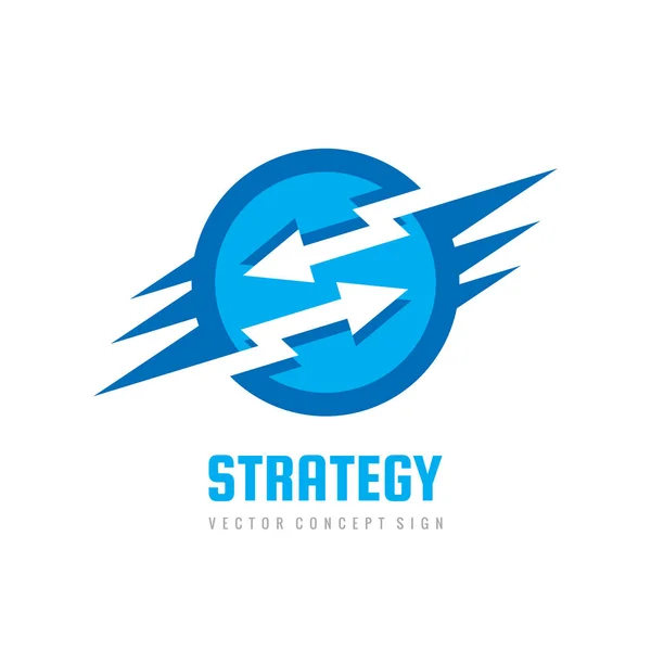 Stratégie Modèle Logo Entreprise Concept Illustration Vectorielle Flèches Avec Foudre — Image vectorielle