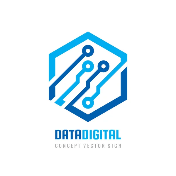 Adat Digitális Elektronikus Technológia Vektor Logo Sablon Vállalati Identitást Absztrakt — Stock Vector