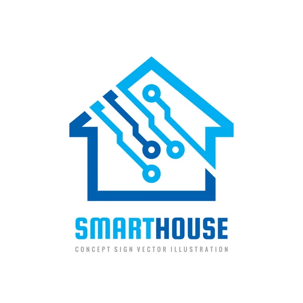 Smart House Logo Design Vorlage Vektor Zeichen Bauen Ikone Digitaler — Stockvektor