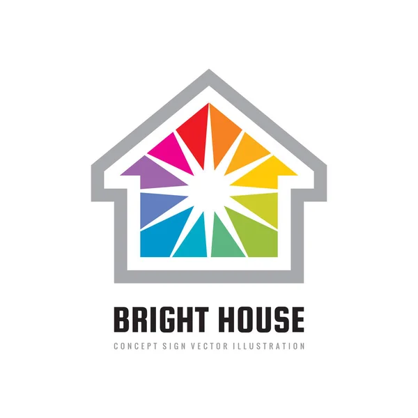 Bright House Logó Tervezés Pozitív Ingatlan Koncepció Jele Festési Build — Stock Vector