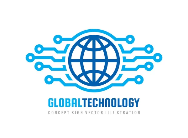Küresel Elektronik Teknoloji Logo Tasarımı Bilgisayar Ağı Işareti Vektör — Stok Vektör