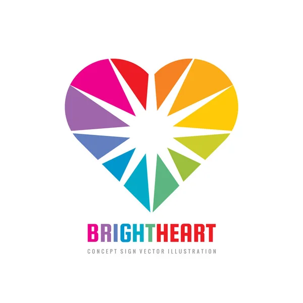 明るい虹の心 ベクトルロゴデザイン Lgbt コミュニティコンセプトサイン — ストックベクタ