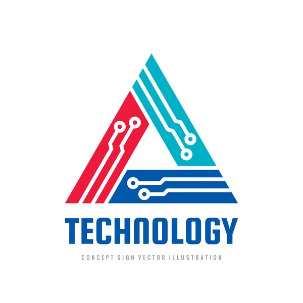 Elektronisk Teknik Vektor Logo Design Triangel Tecken — Stock vektor
