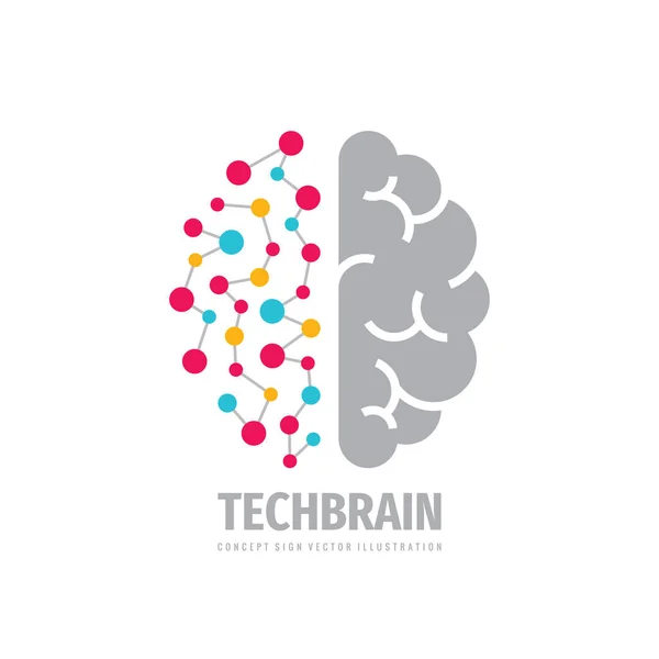 Tech Brain Logo Design Framtida Teknikkoncept Skylt Kreativ Idé Symbol — Stock vektor
