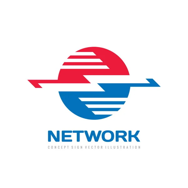 Hálózati Technológia Vektor Logo Tervezés Planet Koncepciójel — Stock Vector