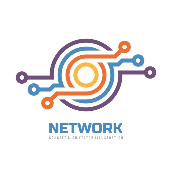 Обчислювальна Мережа Векторний Дизайн Логотипу Технологічний Концептуальний Знак Електронний Цифровий — стоковий вектор
