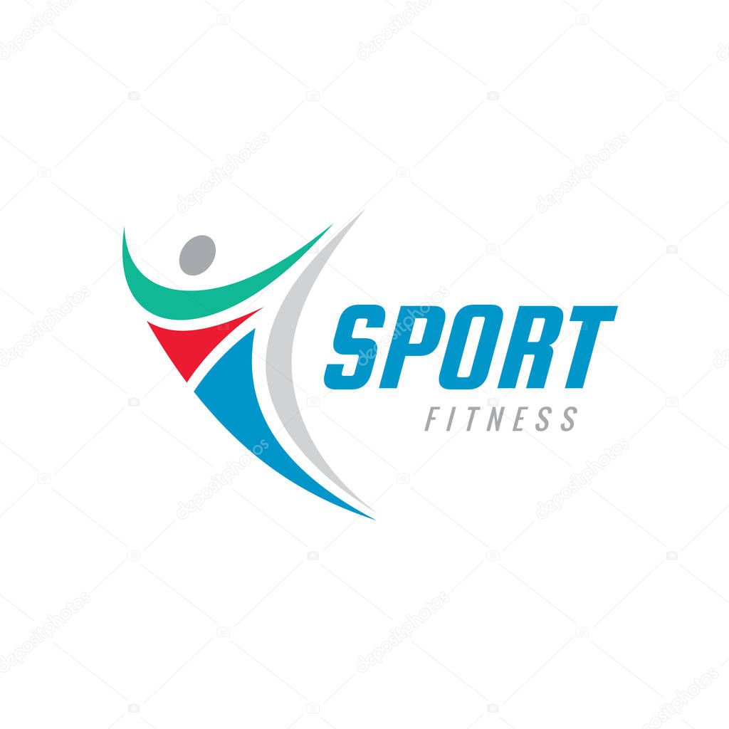 Fitness Sport - vector logo template concept illustration. Human character. People sign. Positive dance. Design element.