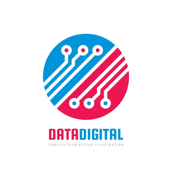Daten Digitaler Vektor Logo Design Konzeptschild Für Elektronische Technologie — Stockvektor
