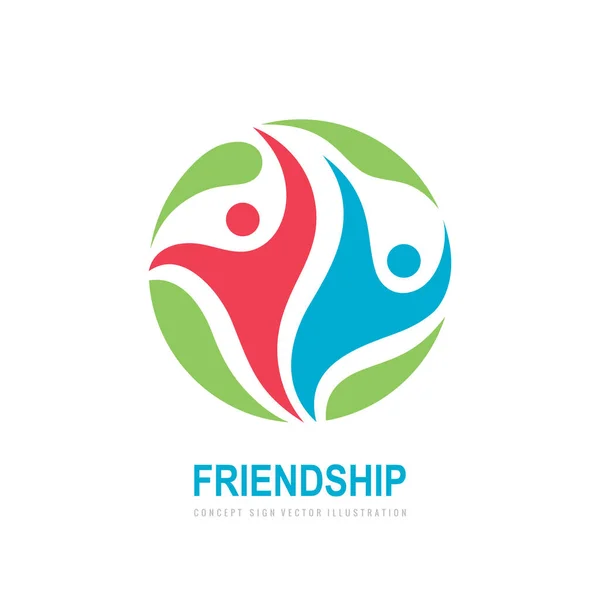 Pessoas Amizade Conceito Vetor Logotipo Design — Vetor de Stock