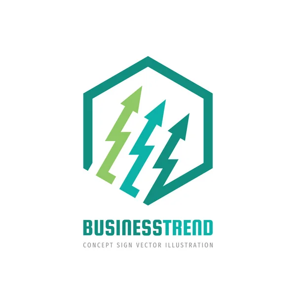 Business Trend Vektor Logo Design Sechseck Mit Pfeilen Konzept Zeichen — Stockvektor