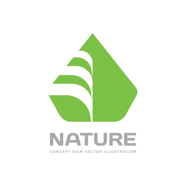 Návrh Loga Přírodního Vektoru Plochém Stylu Zelený Listový Kreativní Nápis — Stockový vektor