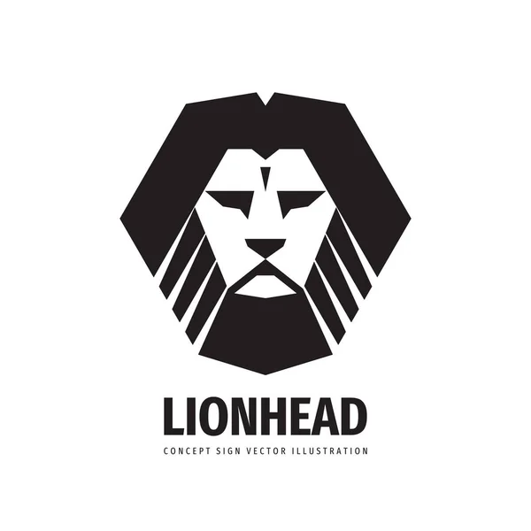 Kepala Singa Logo Vektor Templat Gambar Kreatif Hewan Liar Kucing - Stok Vektor