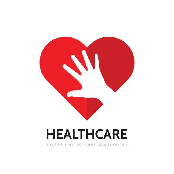 Red Heart Human Hand Concept Business Logo Design Love Creative — Stock Vector