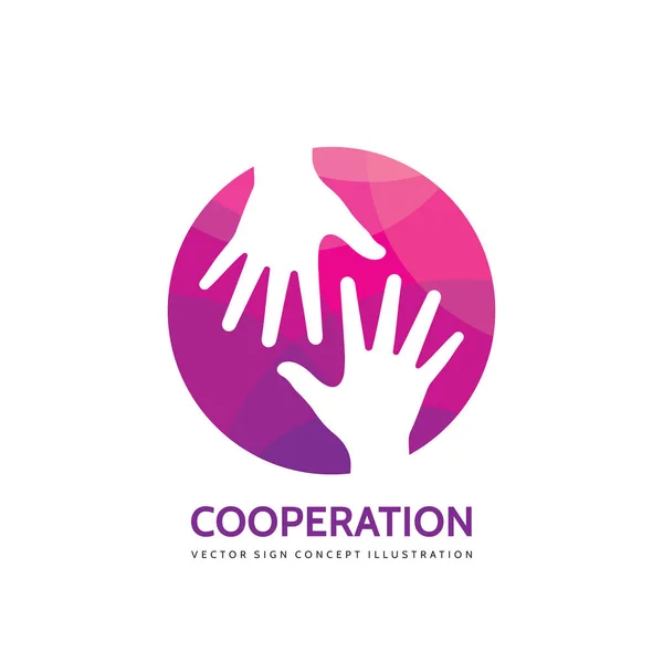 Együttmuködési Koncepció Logo Tervezés Emberi Kéz Szimbóluma Üzleti Megoldás Kreatív — Stock Vector