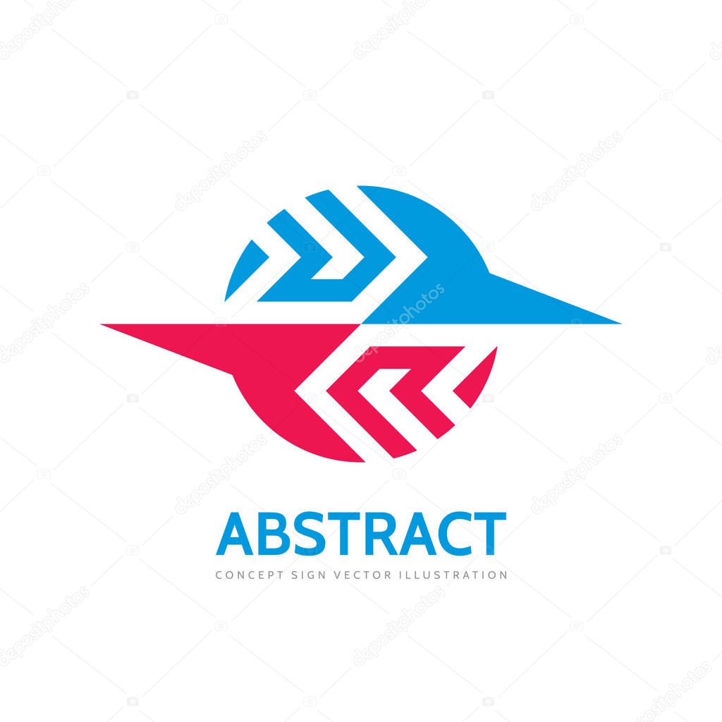 Abstract vector logo design. Planet icon. Business cooperation sign. Modern technology symbol. Power energy insignia.
