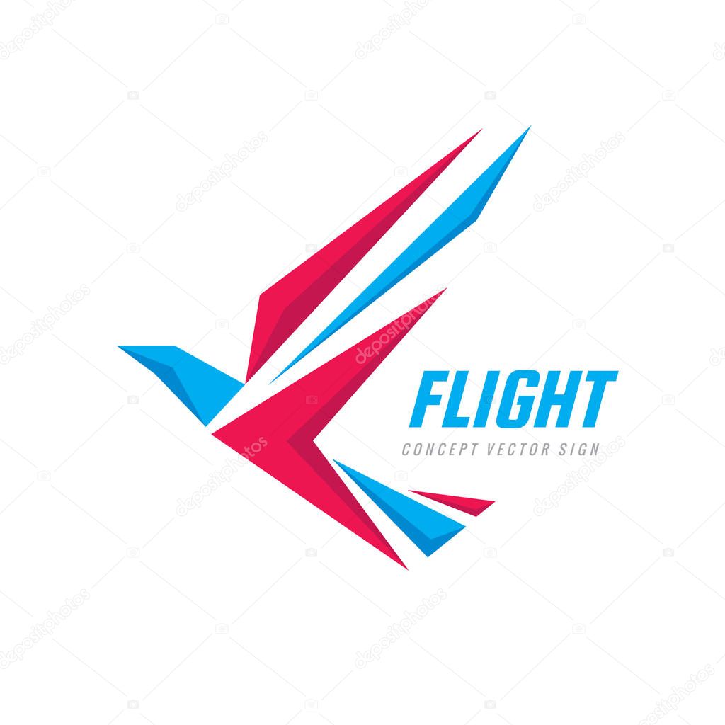 Flight - creative bird logo design. Wings abstract sign. Dynamic geometric icon.