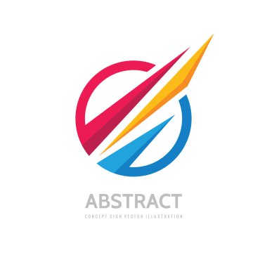 Soyut - vektör iş logosu çizimi. Şekilleri olan renkli bir yüzük. İyimserlikte pozitif geometrik işaret. Tasarım ögesi. 