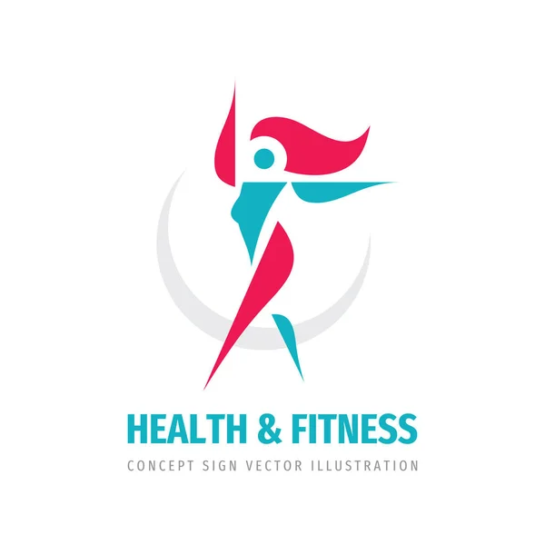 Salute Fitness Concept Business Logo Design Bella Figura Donna Segno — Vettoriale Stock