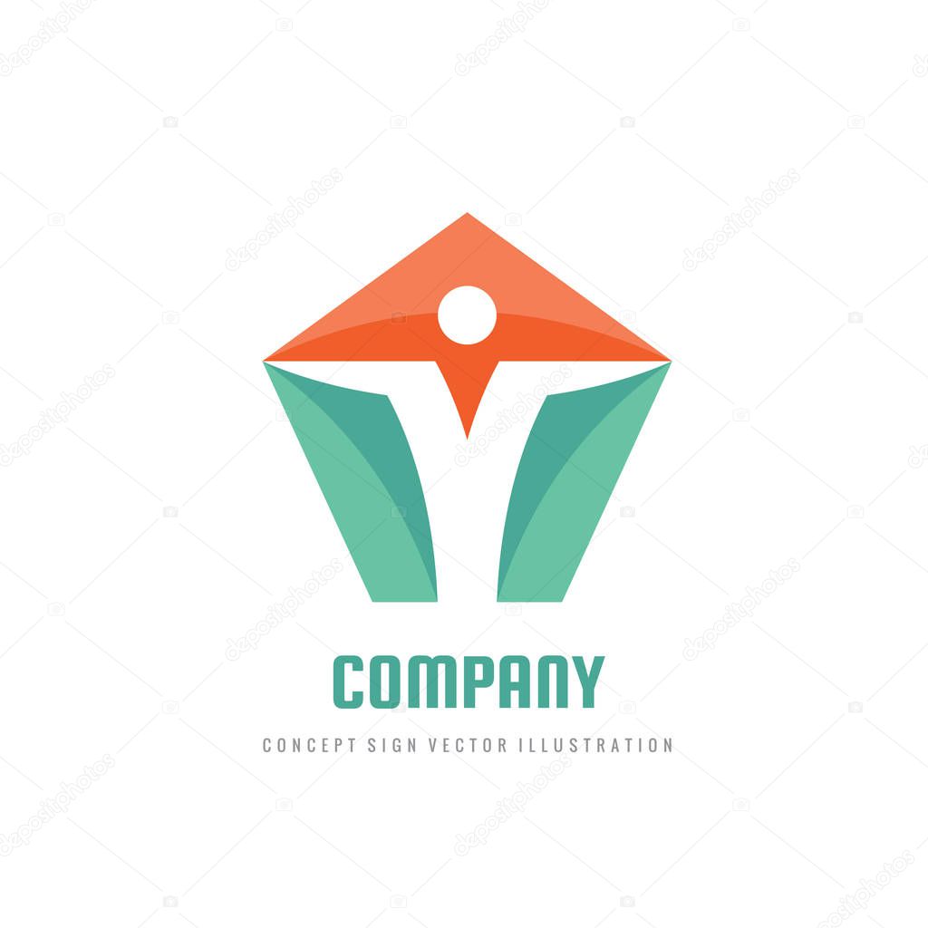 Human positive business logo design. People vector icon.