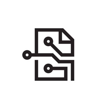 Elektronik dosya bilgi belgesi - satır stilinde kavram siyah simgesi. Yaratıcı vektör illüstrasyon. Soyut sayfa iş boş işareti. Dijital veri iletişimi. Grafik tasarım öğesi. 