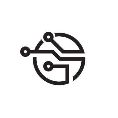 Elektronik teknoloji - kurumsal kimlik için vektör logo şablonu. Soyut dijital çip işareti. Ağ, internet teknoloji siyah simge kavramı illüstrasyon. Tasarım öğesi.  