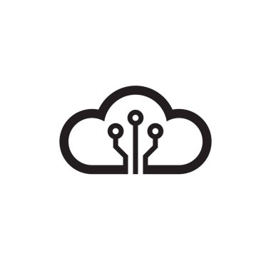 Bulut barındırma simgesi tasarımı. Bilgi işlem teknolojisi işareti. Sunucu ağı bağlantı sembolü. Vektör çizimi. 