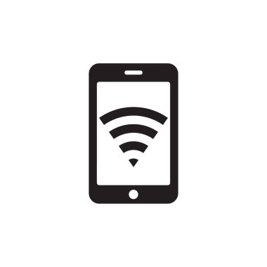 Akıllı telefon bağlantısı - siyah simge tasarımı. Cep telefonu arama işareti. Vektör çizimi. 