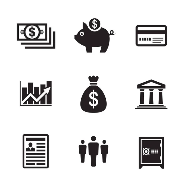 Business Finance Icons Set Economic Money Signs Collection Vector Illustration — Stock Vector
