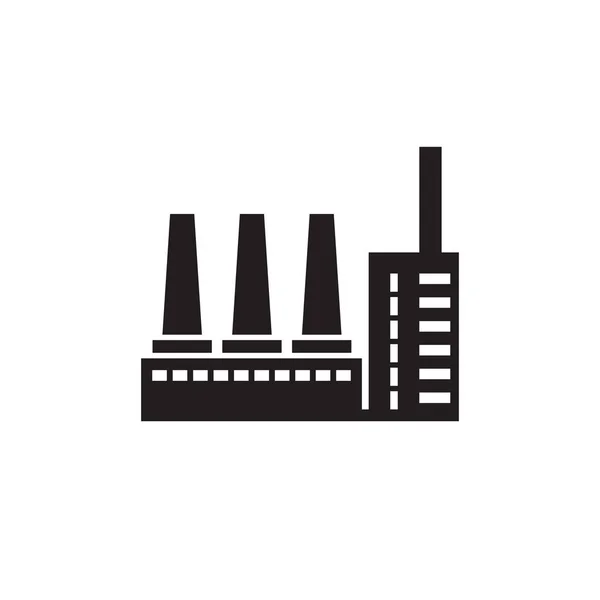 工厂工厂 白色背景矢量插图上的黑色图标 用于网站 移动应用程序 演示文稿 信息图 工业建筑概念标志 平面设计元素 — 图库矢量图片