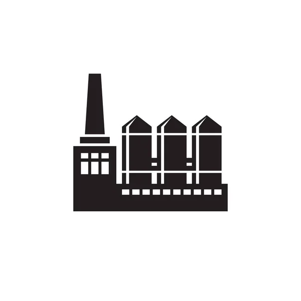 Ikona Tovární Továrny Černá Bílém Pozadí Ilustrace Pro Web Mobilní — Stockový vektor