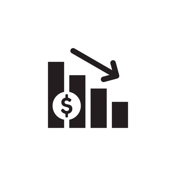 金融取引所のグラフィックダウン ブラックウェブアイコンのデザイン ベクトルイラスト — ストックベクタ