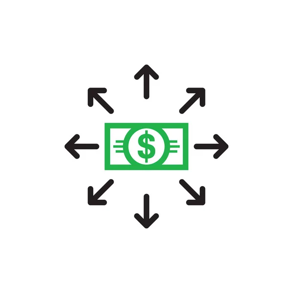 Δολάρια Χρήματα Και Βέλη Έννοια Σχεδίαση Εικονιδίων Πινακίδα Οικονομικών Επενδύσεων — Διανυσματικό Αρχείο