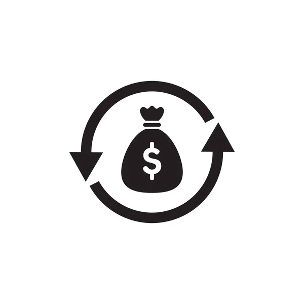 Δολάριο Τσάντα Και Βέλη Μαύρο Σχεδιασμό Εικονιδίων Σύμβολο Επένδυσης Απεικόνιση — Διανυσματικό Αρχείο