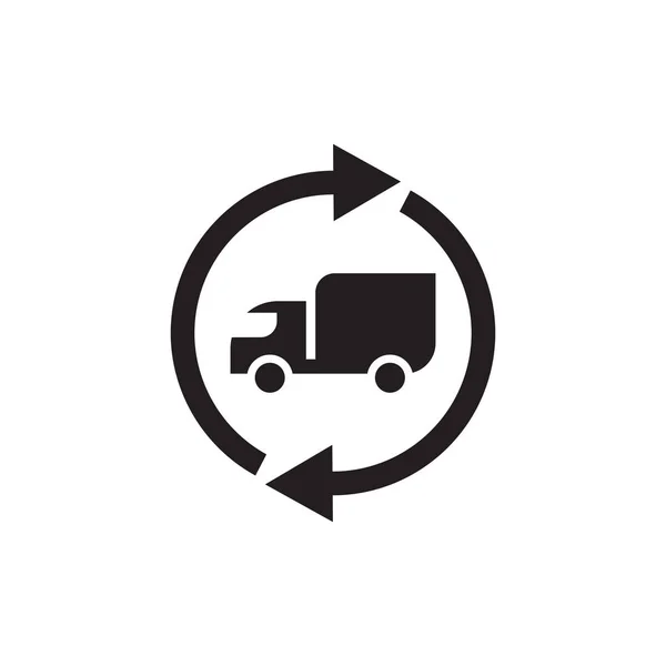 Transport Truck Delivery Arrows Black Icon Flat Design Transportation Sign — Stock Vector