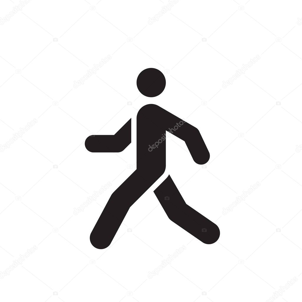 Walk man black icon design. Run human concept sign. Vector illustration. 