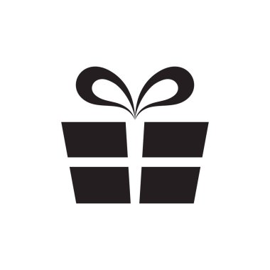 Hediye - beyaz arkaplan vektör illüstrasyonunda siyah simge. Konsept işareti. Grafik tasarım ögesi. 