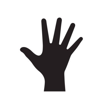 İnsan avuç içi aç - web sayfası veya mobil uygulama için beyaz arkaplan vektör illüstrasyonunda siyah simge. Çak bir beşlik konsept sembolü izole. Grafik tasarım ögesi. 