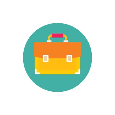 İş portföyü - düz grafik tasarım tarzında konsept renkli simge. Web sitesi, mobil uygulama, sunum ve bilgi için imza. Vektör illüstrasyonu. 