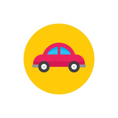 Araba - düz grafik tasarım tarzında konsept simgesi. Web sitesi, mobil uygulama, sunum ve bilgi için imza. Vektör illüstrasyonu. 