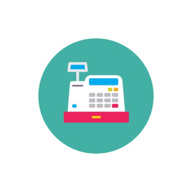 Yazar kasa - düz grafik tasarım tarzında konsept renkli simge. Web sitesi, mobil uygulama, sunum ve bilgi için imza. Tabut sembolü. Vektör illüstrasyonu. 