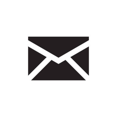 Web sitesi, mobil uygulama, sunum, bilgi grafiği için beyaz arkaplan vektör illüstrasyonu üzerine siyah e- posta simgesi. Üzerinde belge kavramı işareti olan zarf. İleti harfi yaratıcı sembol. 