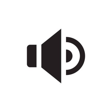 Hoparlör - web sitesi, mobil uygulama, sunum ve bilgi için beyaz arkaplan vektör illüstrasyonunda siyah simge. Ses hacmi işareti. Yaratıcı bir sembol. Mp3 müzik amblemi. Ses..