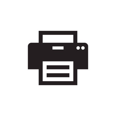 Yazıcı - web sitesi, mobil uygulama, sunum, bilgi grafiği için beyaz arkaplan vektör illüstrasyonunda siyah simge. Grafik tasarım ögesi. 