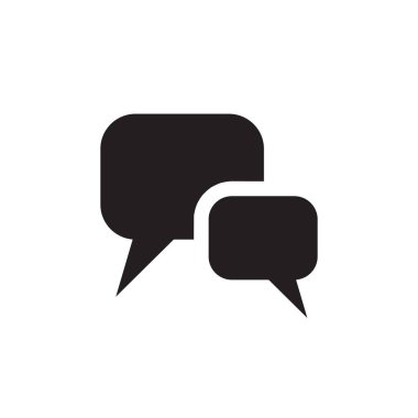 İleti - web sitesi, mobil uygulama, sunum ve bilgi için beyaz arkaplan vektör illüstrasyonunda siyah simge. Sohbet diyaloğu tasarımı. Konuşma balonu iletişimi. 